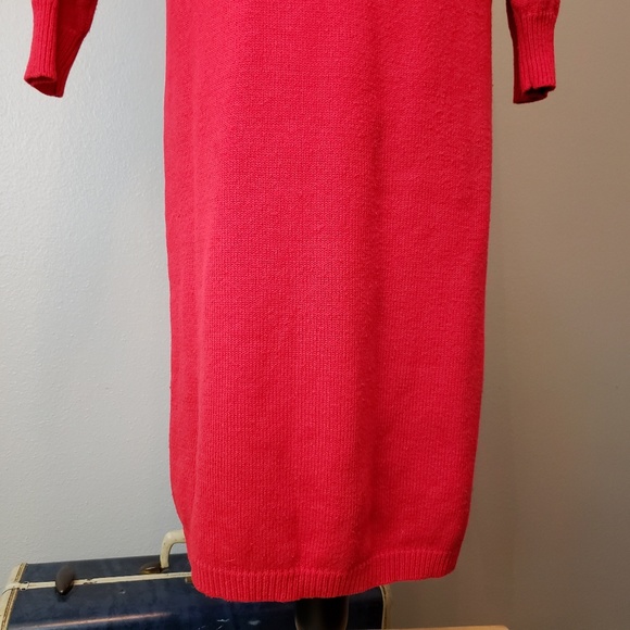 Vintage Beaded Red Sweater Dress sz M - Picture 5 of 8